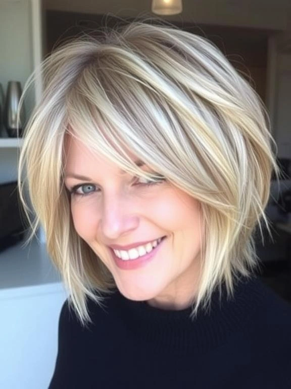 25 Chic & Elegant Spring Hairstyles for Women Over 50 3 A short bob with uneven, choppy layer