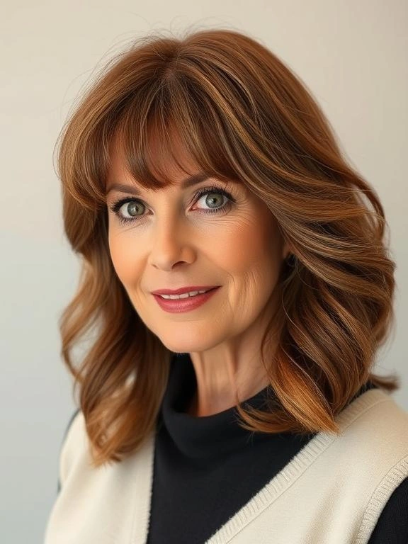 25 Chic & Elegant Spring Hairstyles for Women Over 50 23 wispy Bangs with Waves