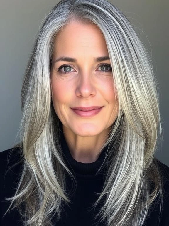 25 Chic & Elegant Spring Hairstyles for Women Over 50 26 Natural Gray with Highlights