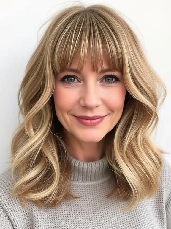25 Chic & Elegant Spring Hairstyles for Women Over 50 9 Curtain Bangs with Medium Hair