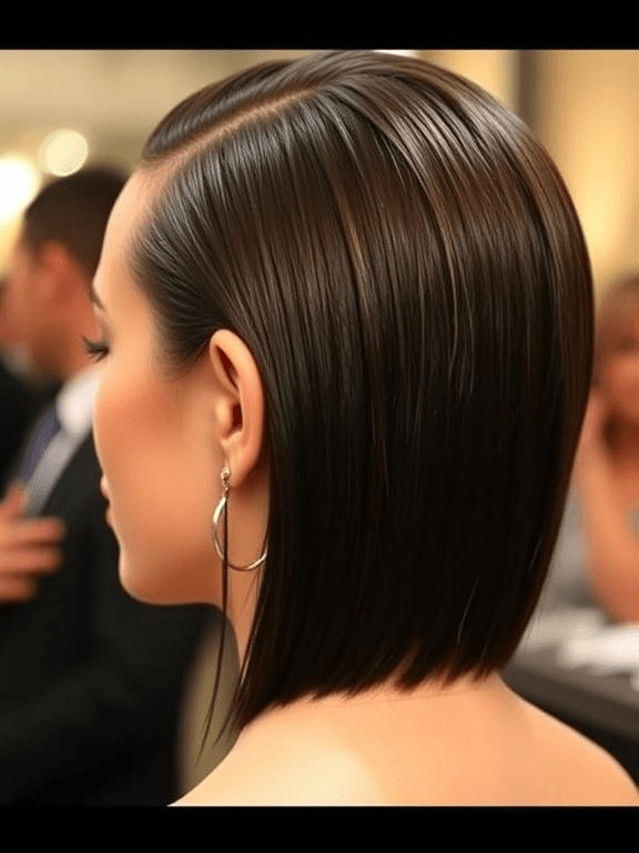 25 Elegant Prom Hairstyles for Medium-Length Hair: Stylish Ideas to Shine on Your Big Night 44 Slicked-back wet look for prom.