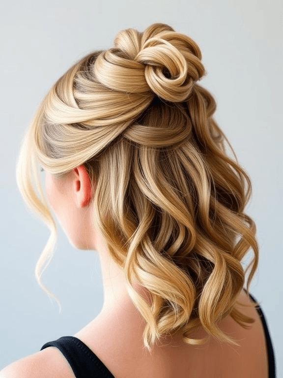 25 Elegant Prom Hairstyles for Medium-Length Hair: Stylish Ideas to Shine on Your Big Night 50 Half-up knot with loose ends for prom.