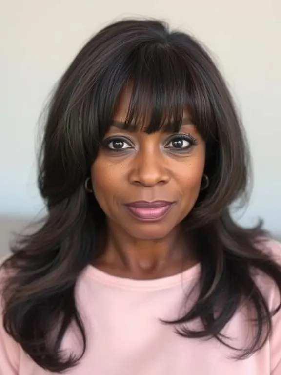 30 Gorgeous Hairstyles for Black Women Over 50: Timeless & Stunning Looks 8 Feathered Lob (Long Bob)