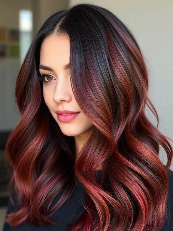 20 Summer Hair Colors for Brunettes: Glow Up with These Gorgeous Shades 11 Dark brown hair with cherry-red undertones.