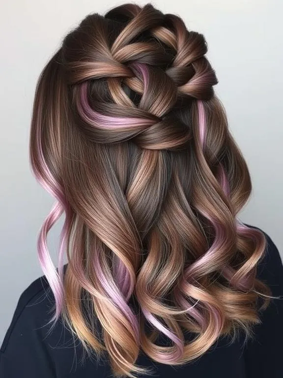 20 Summer Hair Colors for Brunettes: Glow Up with These Gorgeous Shades 18 Chocolate Brown with Lilac Peekaboo Highlights