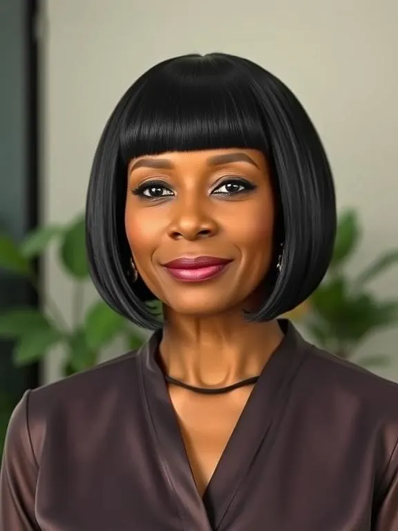 30 Gorgeous Hairstyles for Black Women Over 50: Timeless & Stunning Looks 10 Blunt Cut Bob