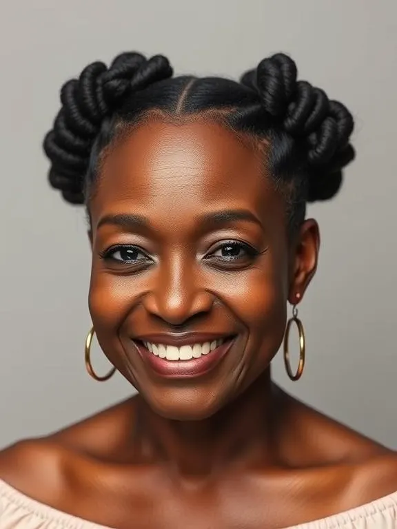 30 Gorgeous Hairstyles for Black Women Over 50: Timeless & Stunning Looks 19 Bantu Knots