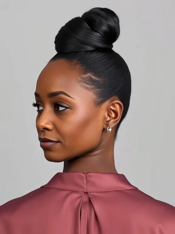 30 Gorgeous Hairstyles for Black Women Over 50: Timeless & Stunning Looks 24 Chignon Bun