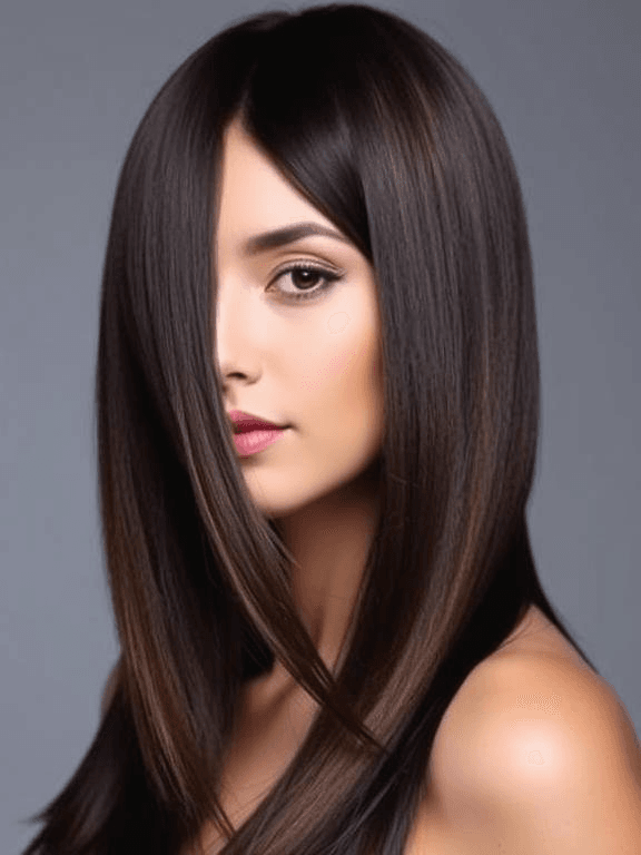 17 Bangs Covering One Eye Hairstyle Ideas: Inspiring Looks to Try Today 7 Woman with straight hair and blunt side bangs covering one eye.