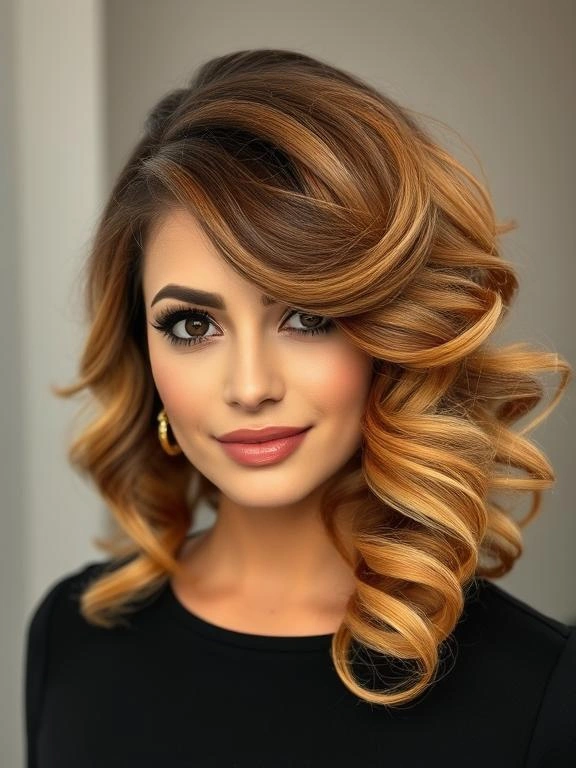 25 Gorgeous Spring Hairstyles for Long Hair to Try This Season 18 Side-swept Hollywood Curls