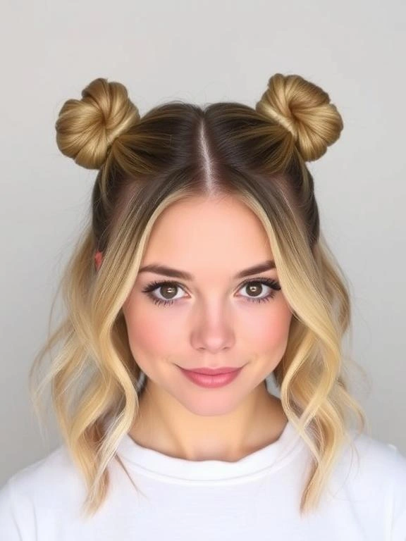 25 Gorgeous Spring Hairstyles for Long Hair to Try This Season 21 Half-Up Space Buns