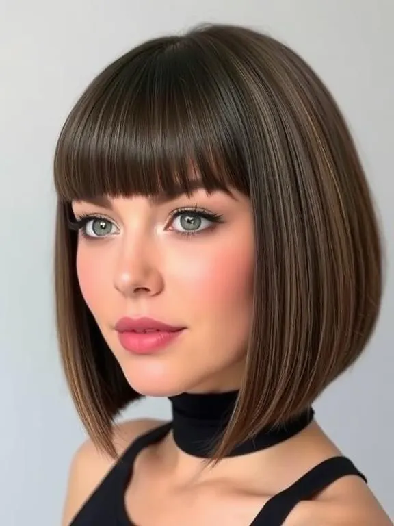 28 Stunning Fine Hair with Bangs Hairstyles: Creative Ideas to Add Volume and Style 12 Chin-Length Blunt Bob with Straight Bangs
