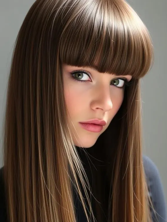28 Stunning Fine Hair with Bangs Hairstyles: Creative Ideas to Add Volume and Style 13 Long Hair with Heavy Blunt Bangs