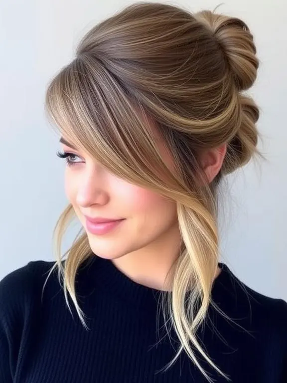 28 Stunning Fine Hair with Bangs Hairstyles: Creative Ideas to Add Volume and Style 27 Half-Up, Half-Down Style with Side Bangs