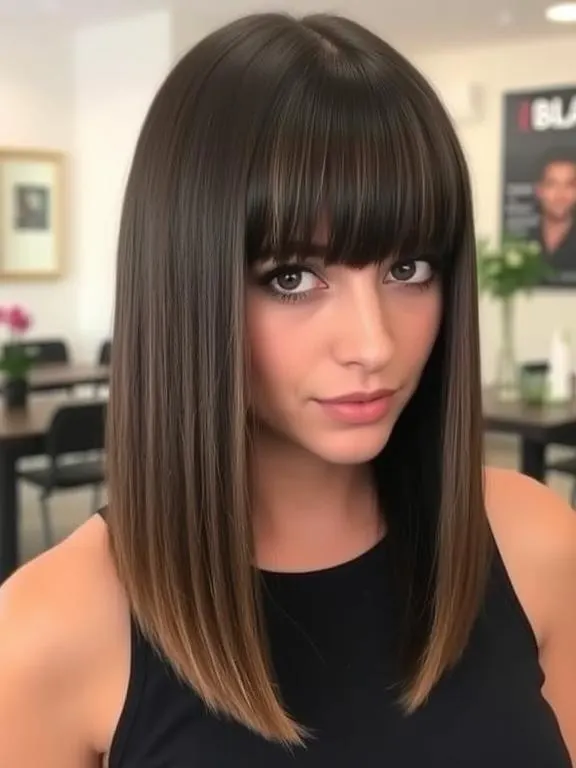 28 Stunning Fine Hair with Bangs Hairstyles: Creative Ideas to Add Volume and Style 8 Straight Lob with Soft Curtain Bangs