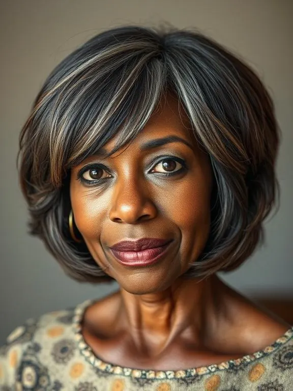 23 Stunning Bob Hairstyles for Older Black Women: From Classic to Modern, Textured to Elegant 21 Feathered Bob