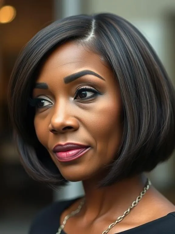 23 Stunning Bob Hairstyles for Older Black Women: From Classic to Modern, Textured to Elegant 22 Bob with Side-Swept Bangs