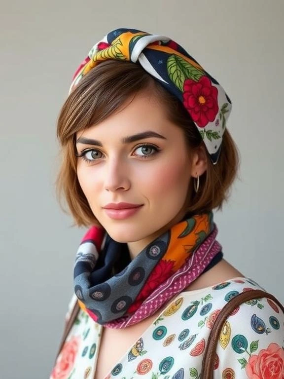 27 Summer Hairstyles for Short Hair: Effortless and Stylish Looks for Warm Days 16 Short Hair with a Scarf Wrap