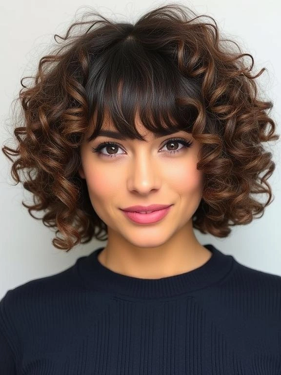 27 Summer Hairstyles for Short Hair: Effortless and Stylish Looks for Warm Days 5 Curly Bob with Bangs
