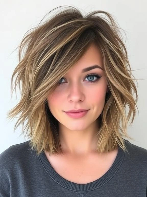 27 Summer Hairstyles for Short Hair: Effortless and Stylish Looks for Warm Days 6 Textured Shag with Side Bangs