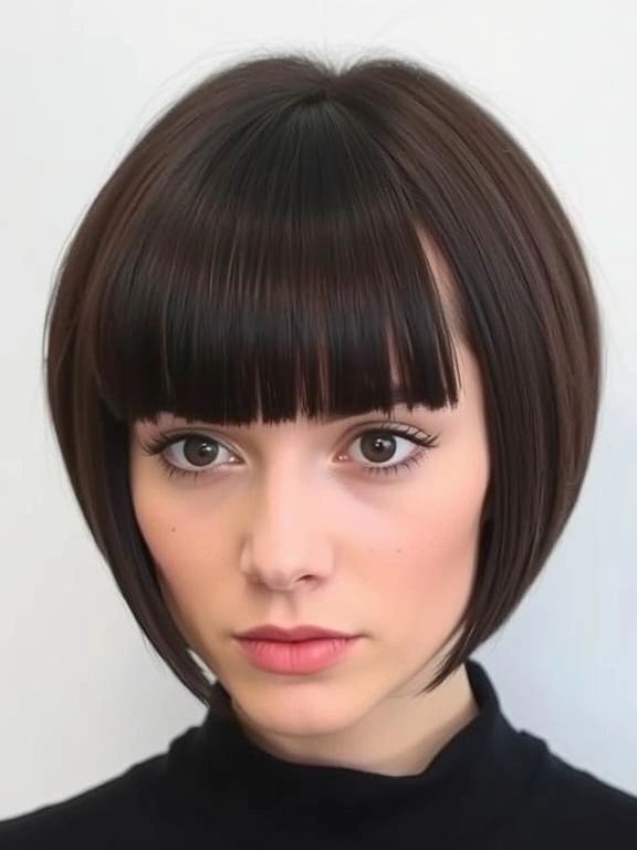 31 Chic Bob Hairstyles with Bangs Fresh Ideas for a Modern and Flattering Look 14 Blunt Bob with Arched Bangs