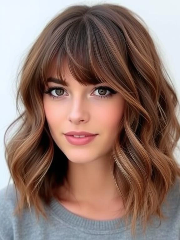 31 Chic Bob Hairstyles with Bangs Fresh Ideas for a Modern and Flattering Look 21 Wavy Bob with Soft Bangs
