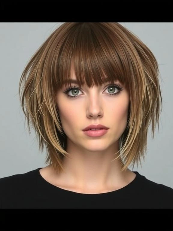 31 Chic Bob Hairstyles with Bangs Fresh Ideas for a Modern and Flattering Look 22 Choppy Bob with Thick Bangs