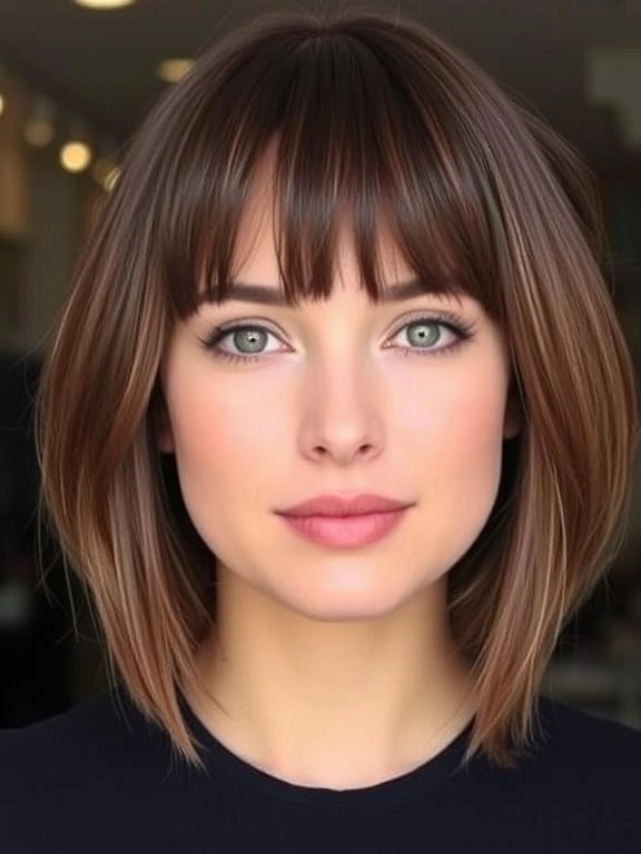 31 Chic Bob Hairstyles with Bangs Fresh Ideas for a Modern and Flattering Look 24 Shoulder-Length Bob with Bangs