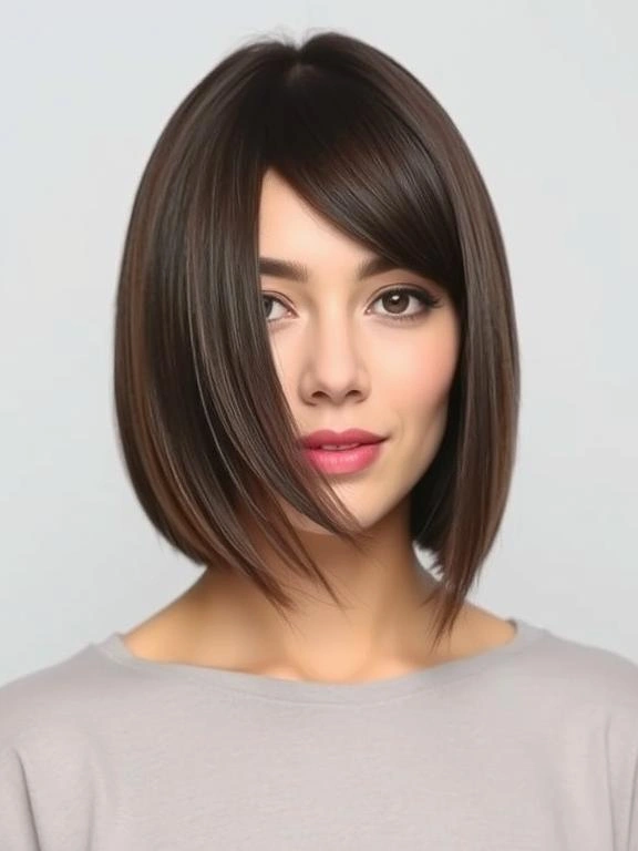 31 Chic Bob Hairstyles with Bangs Fresh Ideas for a Modern and Flattering Look 26 Sleek Bob with Asymmetrical Bangs