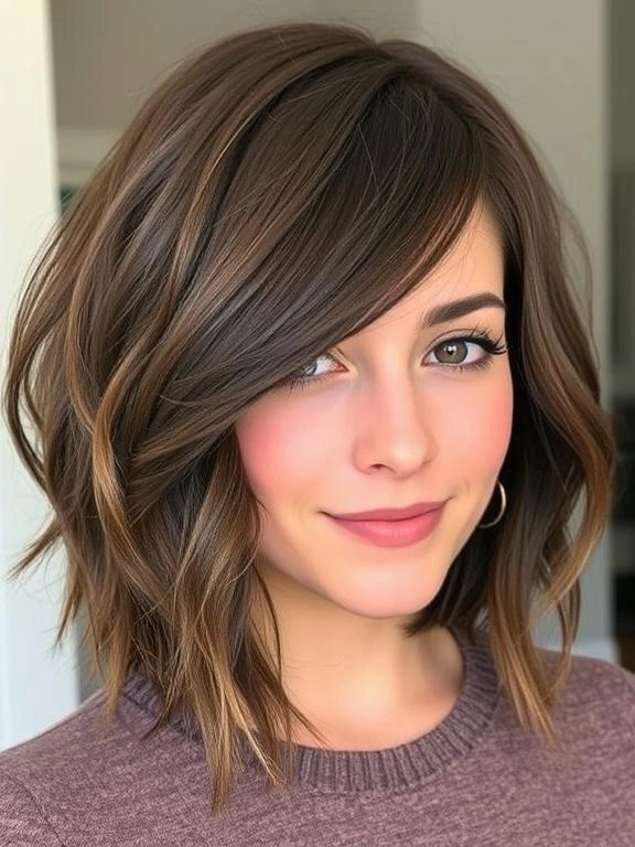 31 Chic Bob Hairstyles with Bangs Fresh Ideas for a Modern and Flattering Look 5 Layered Bob with Side-Swept Bangs