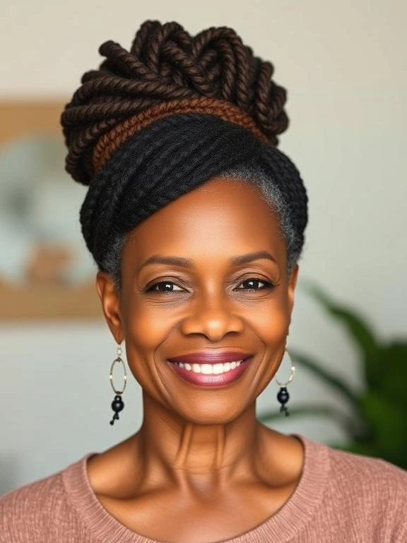 Braids for Black Women Over 50: 26 Gorgeous and Ageless Hairstyles to Try 12 twisted updo