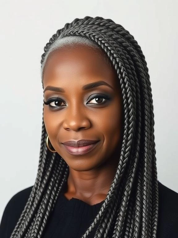 Braids for Black Women Over 50: 26 Gorgeous and Ageless Hairstyles to Try 7 Knotless Braids