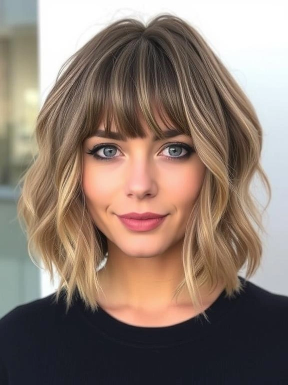 30 Gorgeous Bob Hairstyles for Fine Hair: Modern and Flattering Ideas for More Fullness 29 Wavy Bob with Curtain Bangs