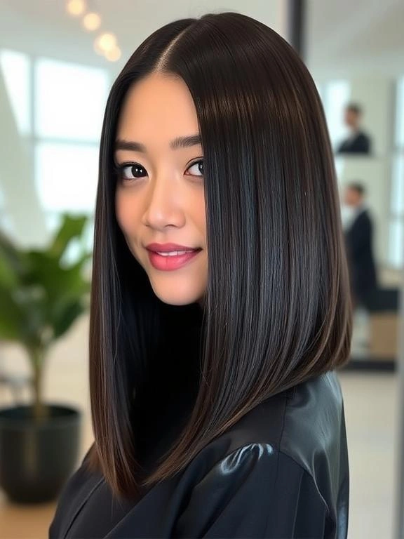 36 Flattering Lob Hairstyles for Fine Hair to Add Style and Volume 34 Glossy Lob with Mirror Shine
