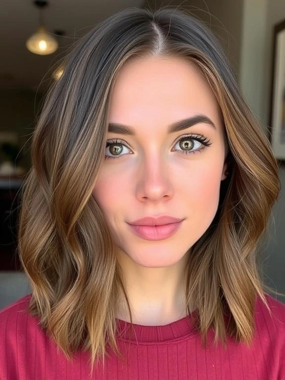 36 Flattering Lob Hairstyles for Fine Hair to Add Style and Volume 36 Chestnut Brown Lob with Babylights
