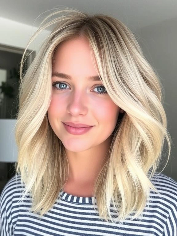 36 Flattering Lob Hairstyles for Fine Hair to Add Style and Volume 9 Blonde Lob with Beach Waves