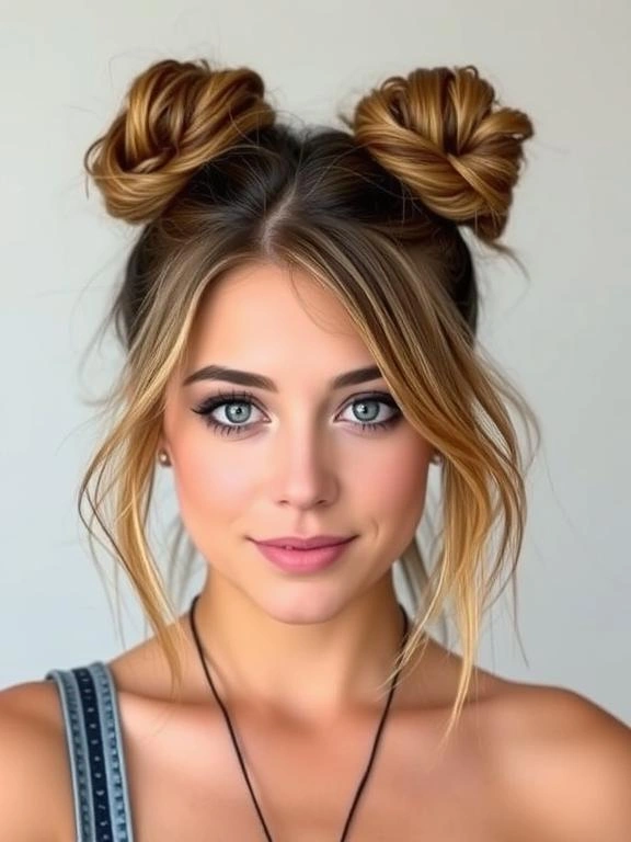 26 Trendy Spring Hairstyles for Women Inspired by TikTok 25 Messy Space Buns