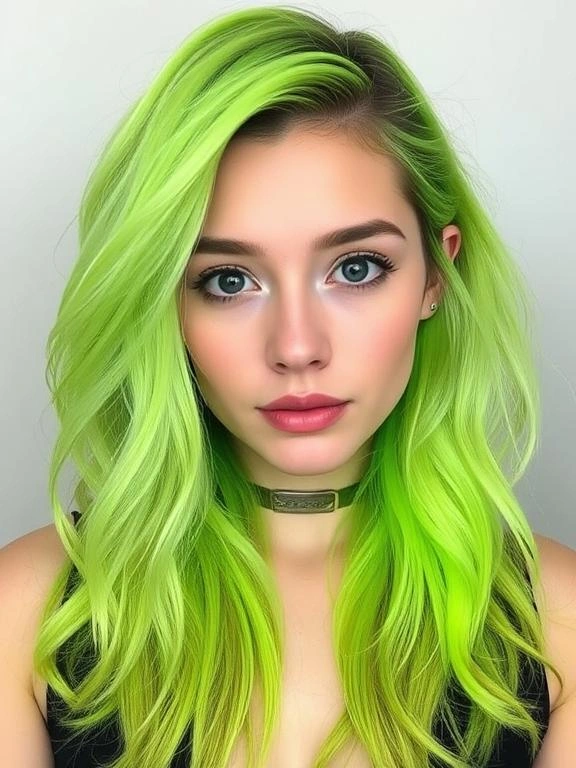 Trendy Spring Hair Colors for College Girls 21 Neon Green Underlights