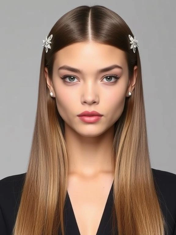 26 Spring Wedding Hairstyles: Gorgeous Looks for Brides & Guests 24 sleek Straight Hair with Accessories
