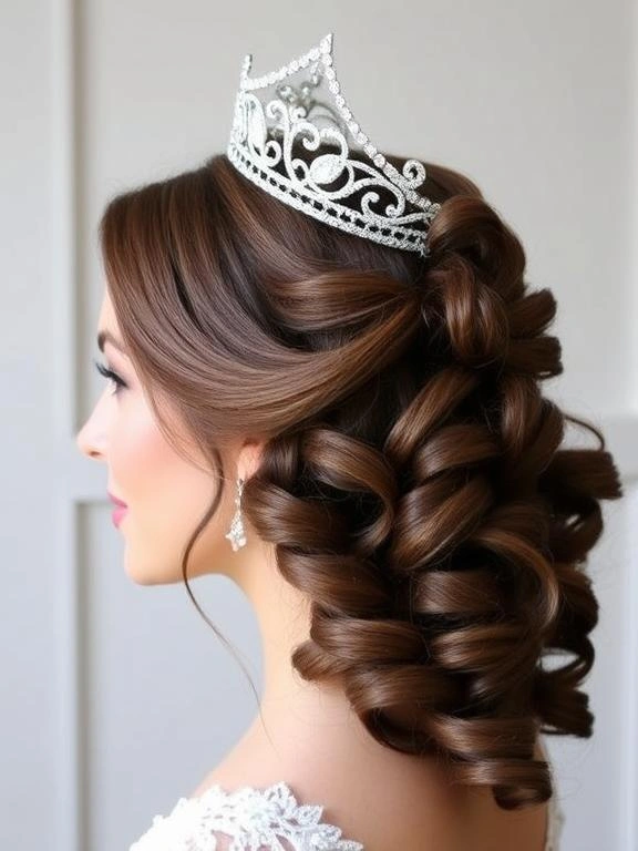 26 Spring Wedding Hairstyles: Gorgeous Looks for Brides & Guests 26 Pulled-Back Curls with a Tiara