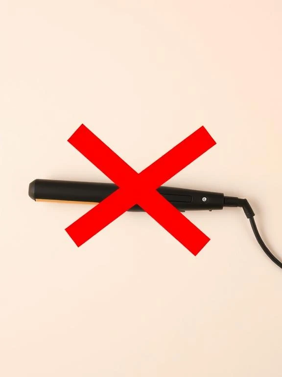 Restore Your Edges Naturally: Expert Tips for a Fuller Hairline 17 Electric hair straightener with a red cross symbol.