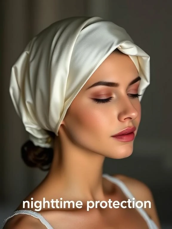 Restore Your Edges Naturally: Expert Tips for a Fuller Hairline 16 Silk scarf wrapped around hair for nighttime protection.