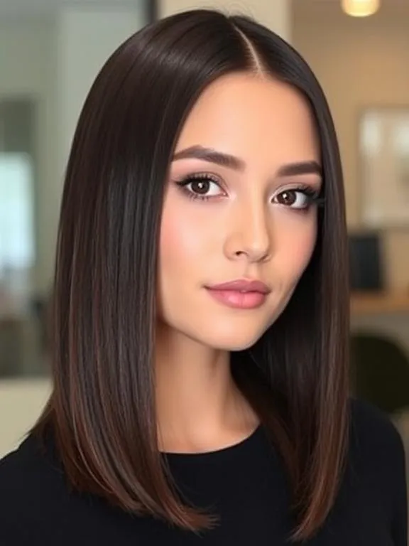 30 Gorgeous Straight Hairstyles: Chic and Effortless Ideas for a Polished Look 2 Sleek Middle-Parted Straight Hair