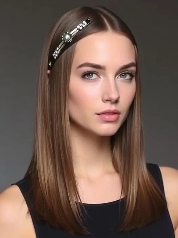 30 Gorgeous Straight Hairstyles: Chic and Effortless Ideas for a Polished Look 19 Straight Hair with Statement Clips