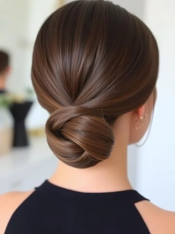 30 Gorgeous Straight Hairstyles: Chic and Effortless Ideas for a Polished Look 22 Low Sleek Bun