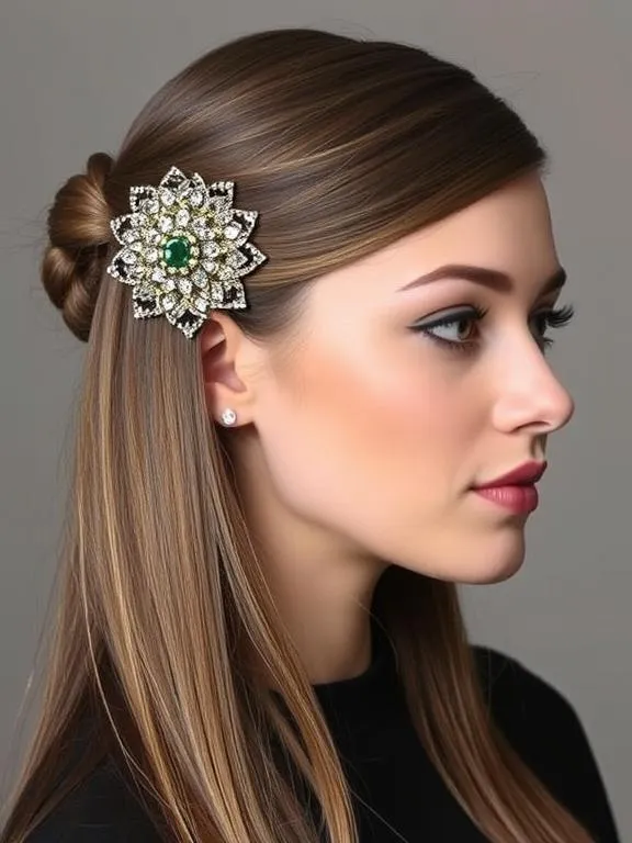 30 Gorgeous Straight Hairstyles: Chic and Effortless Ideas for a Polished Look 25 Straight Hair with Statement Barrette