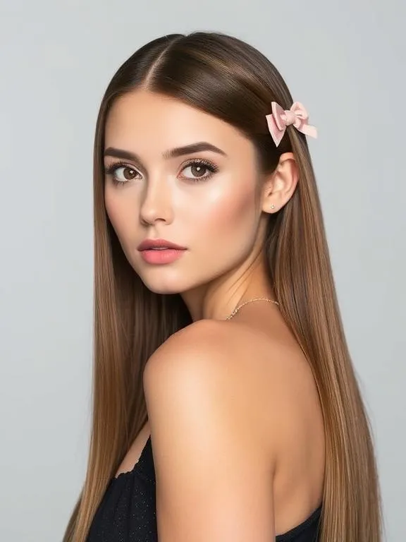 30 Gorgeous Straight Hairstyles: Chic and Effortless Ideas for a Polished Look 28 Straight Hair with Bow Tie Accessory