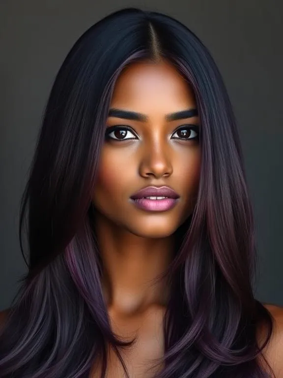 33 Gorgeous Hair Color Ideas for Brown Skin: Stunning Shades to Try Now 13 Dark plum-purple hair with a striking cool undertone.
