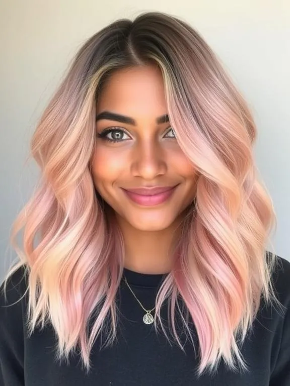 33 Gorgeous Hair Color Ideas for Brown Skin: Stunning Shades to Try Now 27 Soft peach-pink balayage for a playful look.
