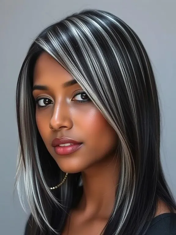 33 Gorgeous Hair Color Ideas for Brown Skin: Stunning Shades to Try Now 29 Metallic Silver Highlights
